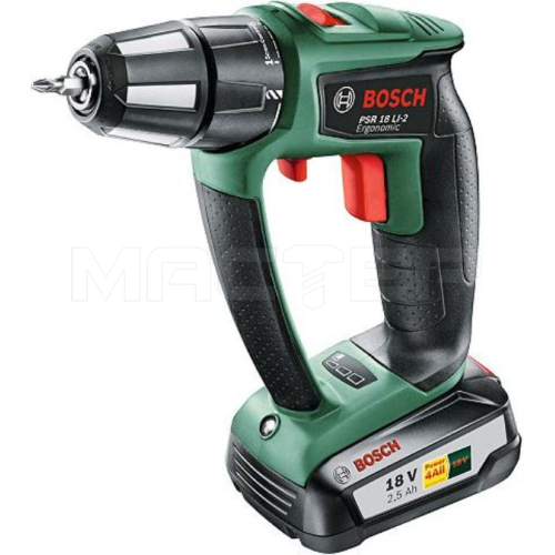 Дрель-шуруповерт Bosch PSR 18 LI-2 Ergonomic (1 batt) + биты в подарок, фото 1, цена Дрель-шуруповерт Bosch PSR 18 LI-2 Ergonomic (1 batt) + биты в подарок, фото 1, цена