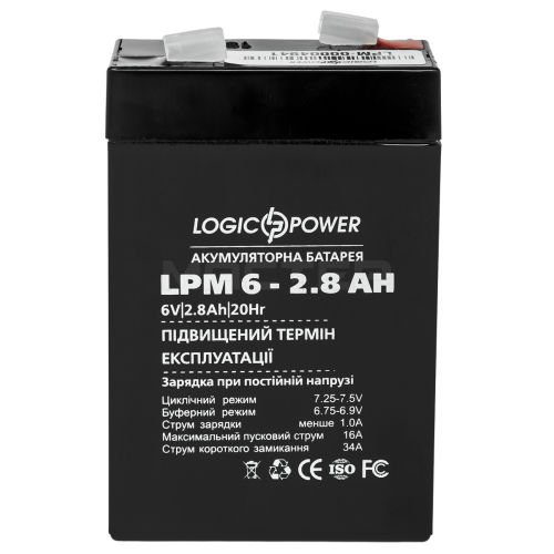 Аккумулятор свинцово-кислотный LogicPower LPM-6-2.8 AH, фото 1, цена