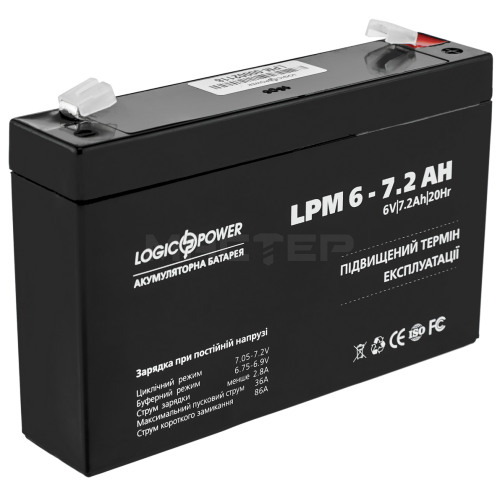 Аккумулятор свинцово-кислотный LogicPower LPM 6-7.2 AH, фото 1, цена
