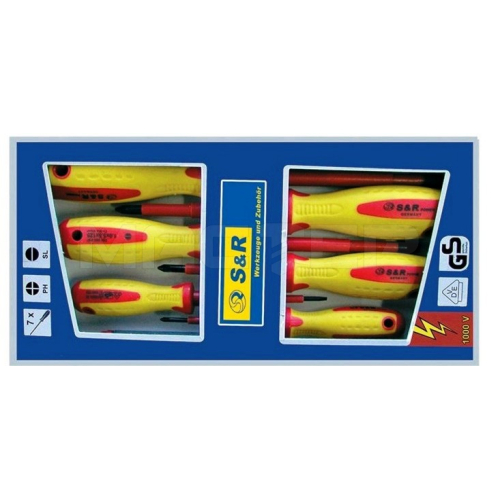 Набор диэлектрических отверток S&R 250681307 c тестером profi PH-SL 7, фото 1, цена